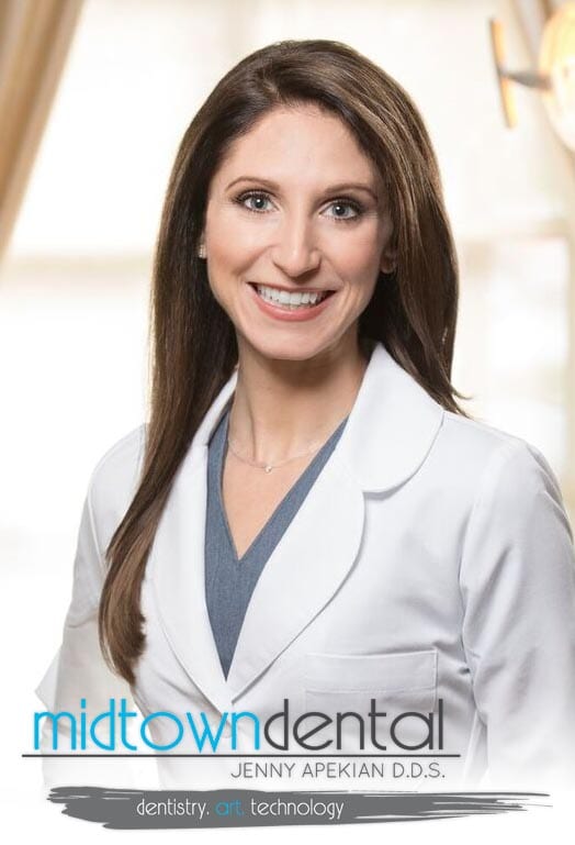 Photo of Dentist Dr. Gina Crippen DDS with the Midtown Dental logo below