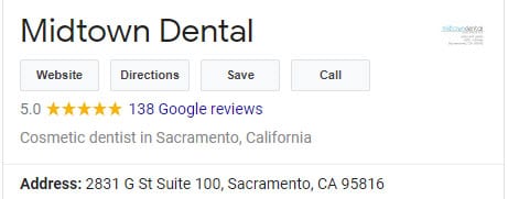 Midtown Dental Five star Google My Business Rating