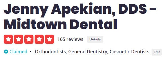 Midtown Dental Five Star Yelp Rating